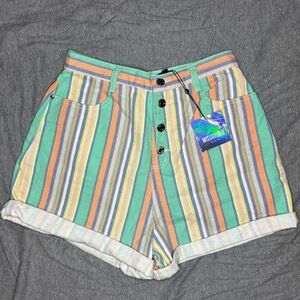Missguided Pastel Striped High Waist Shorts
